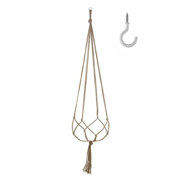 JeashCHAT 2 Pcs Macrame Plant Hanger Hanging Planter Basket with 2 Hooks Indoor Outdoor Boho Decor Patio Garden , Ivory