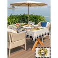 thumbnail image 5 of Outdoor Tablecloth with Umbrella Hole for Patio/Picnic/Party/Camping, Yellow Sunflowers Waterproof Table Cloth Rectangle Table Cover Washable, Summer Floral Leaves Wreath Bow Plaid Beige (60"x 102"), 5 of 8