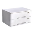 thumbnail image 1 of Caja de almacenamiento de escritorio de madera con cerradura, organizador de escritorio de 2 niveles, resistente Blanco, 1 of 9