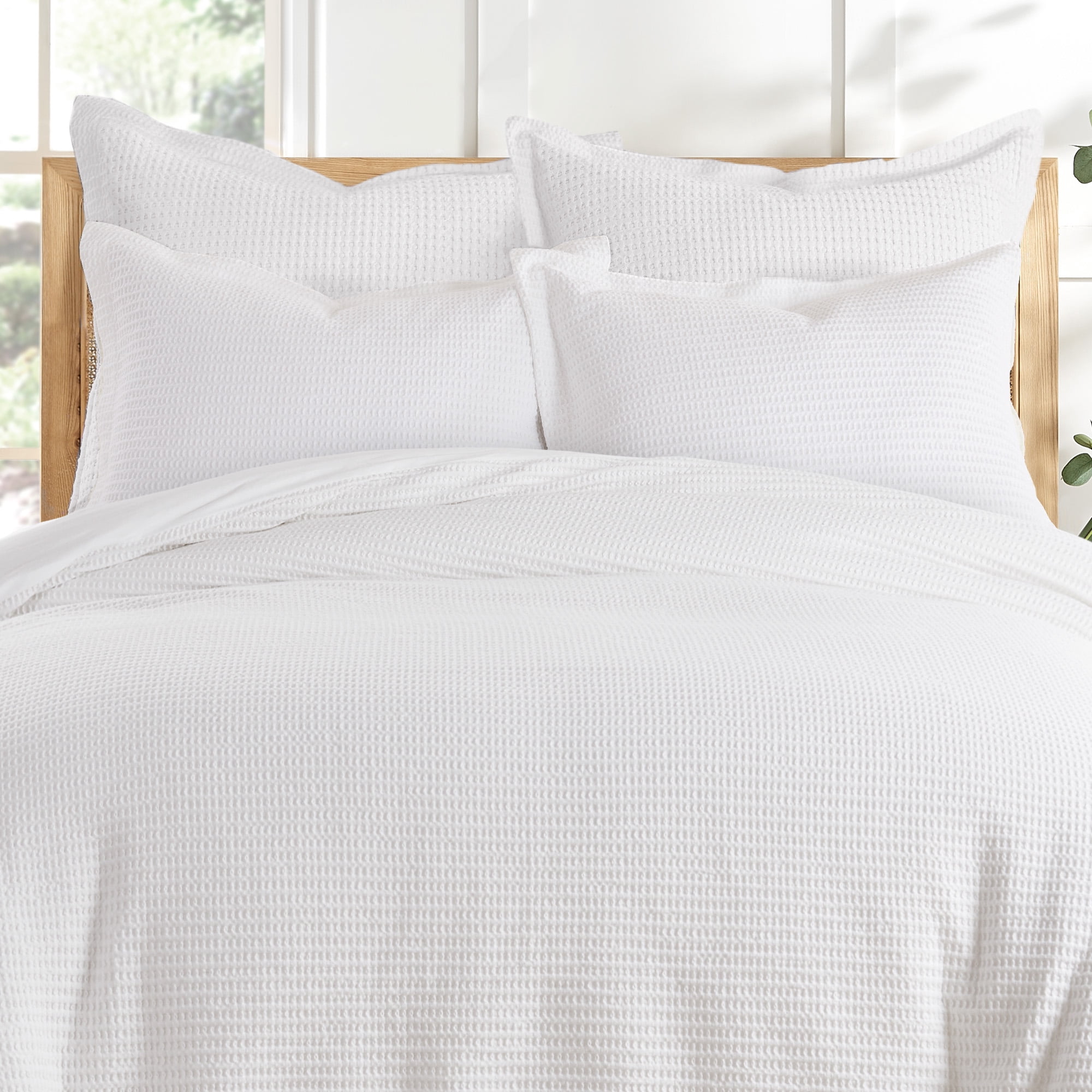 Levtex Home - Cloud Waffle Euro Shams - Waffle Weave - Bright White - Euro Sham Set of 2 (26 x 26in.)- Cotton