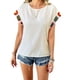 thumbnail image 1 of Blusas de Verano para Mujer, Camisetas Casuales de Corta, Cuello Redondo, Blusas Bohemias con Estampado Floral de Crochet. XL, 1 of 10