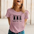thumbnail image 2 of Pxiakgy Vente Chaude T-Shirts de Pâques Col Rond pour Femmes Joyeuses Pâques Lapin avec Lunettes Blouse Décontractée Graphique Printemps Hauts Colorés Tee Femmes Printemps Été Imprimé Manches Courtes Col Rond T-Shirt Haut, 2 of 5