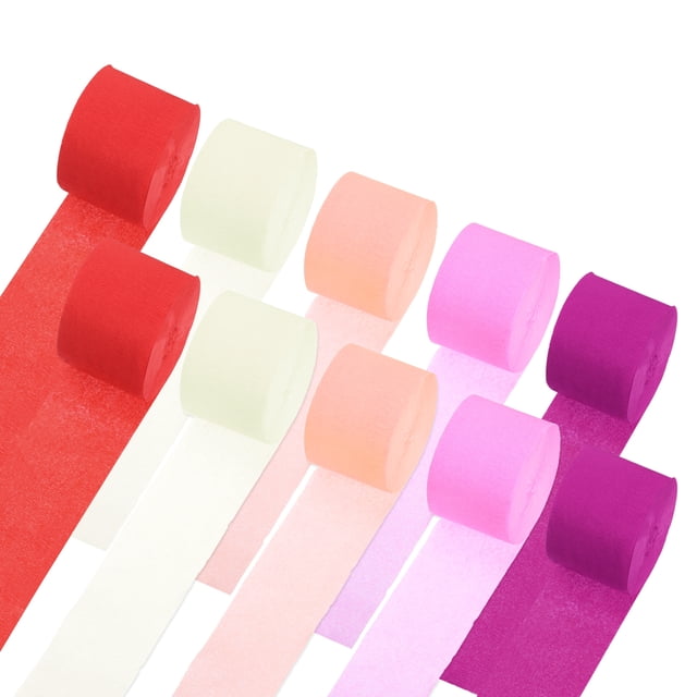 Uxcell Cintas de Papel Crepé 10 Rollos 820 pies para Decoración, Multicolor (1.8 in x 82 ft/Rollo)