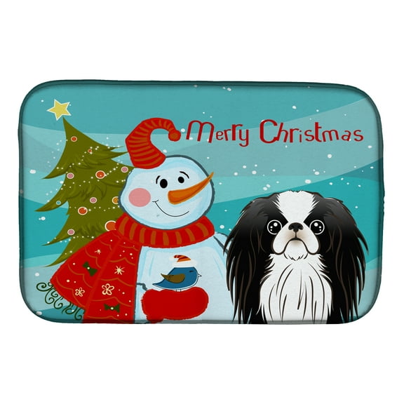 Snowman with Japanese Chin Dish Drying Mat