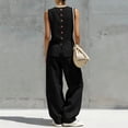 thumbnail image 5 of Women's Two Piece Outfits Summer Sleeveless Tops Wide Leg Pants Vacation Matching Set, 5 of 8