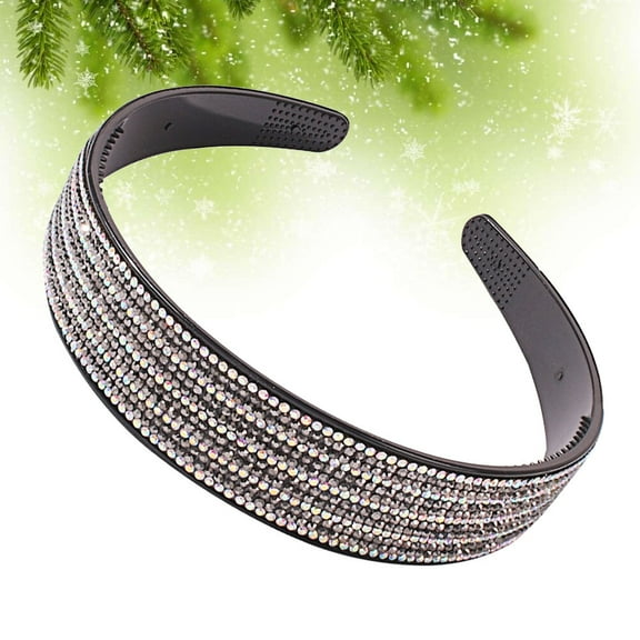 OATIPHO 1Pc Grey Crystal Headband Glitter Hair Hoop for Wedding and Party Accessories