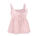 thumbnail image 5 of Lixiuxyad Womens Tank Tops Women's Casual Lace Trimmed U Neck Sleeveless Loose Fit Tank Top Pure Color Summer Camisole Comfortable Stretchy Blouse,Pink, 5 of 6