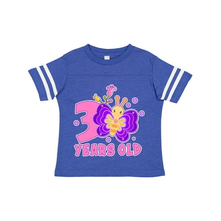

Inktastic 3 Years Old with Butterfly and Flowers Gift Toddler Toddler Girl T-Shirt