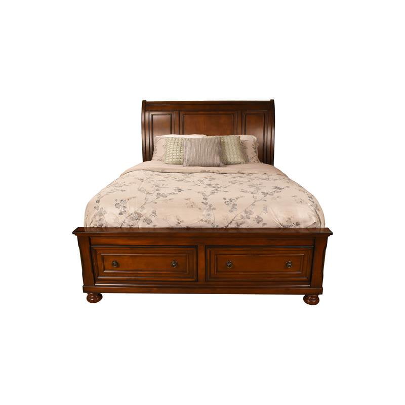 Baltimore Queen Storage Platform Bed Made with Wood in Dark Walnut