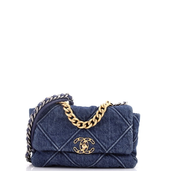 Pre-Owned 19 Flap Bag Quilted Denim Medium By Rebag