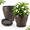 Retro Brown-12 Inch, variant on Beige 16 Inch 4 Pack Plastic Plant Pots with Drainage Holes and Trays