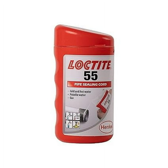 Loctite 55 Thread Sealing Cord | For metal and plastics pipes/fittings | Non-curing, immediate, full-pressure seal | Approved for gas and potable water | 160 m PACK OF 7