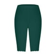 thumbnail image 4 of Jewelreauty Short Leggings for Women High Waisted Workout Stretch Yoga Leggings Pull On Knee Length Pants (L, Green), 4 of 5