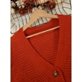 thumbnail image 6 of Women's Plus Size Casual Red V-Neck Ribbed Knit Cardigan - Long Sleeve, Button-Down, Fall & Winter Sizes 0XL-5XL, 6 of 8