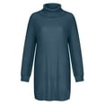 thumbnail image 4 of Fesfesfes Women Sweaters Solid Color Long Sleeve Sweater Dress Turtleneck Sweater Pullover Robe Dress, 4 of 7
