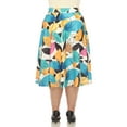 thumbnail image 3 of White Mark Women's Plus Size Leaf Print Vintage Flared Midi Skirt, 3 of 6