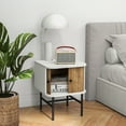 thumbnail image 4 of Gymax Set of 2 Nightstand Compact Modern End Side Table w/ Sliding Doors, 4 of 10