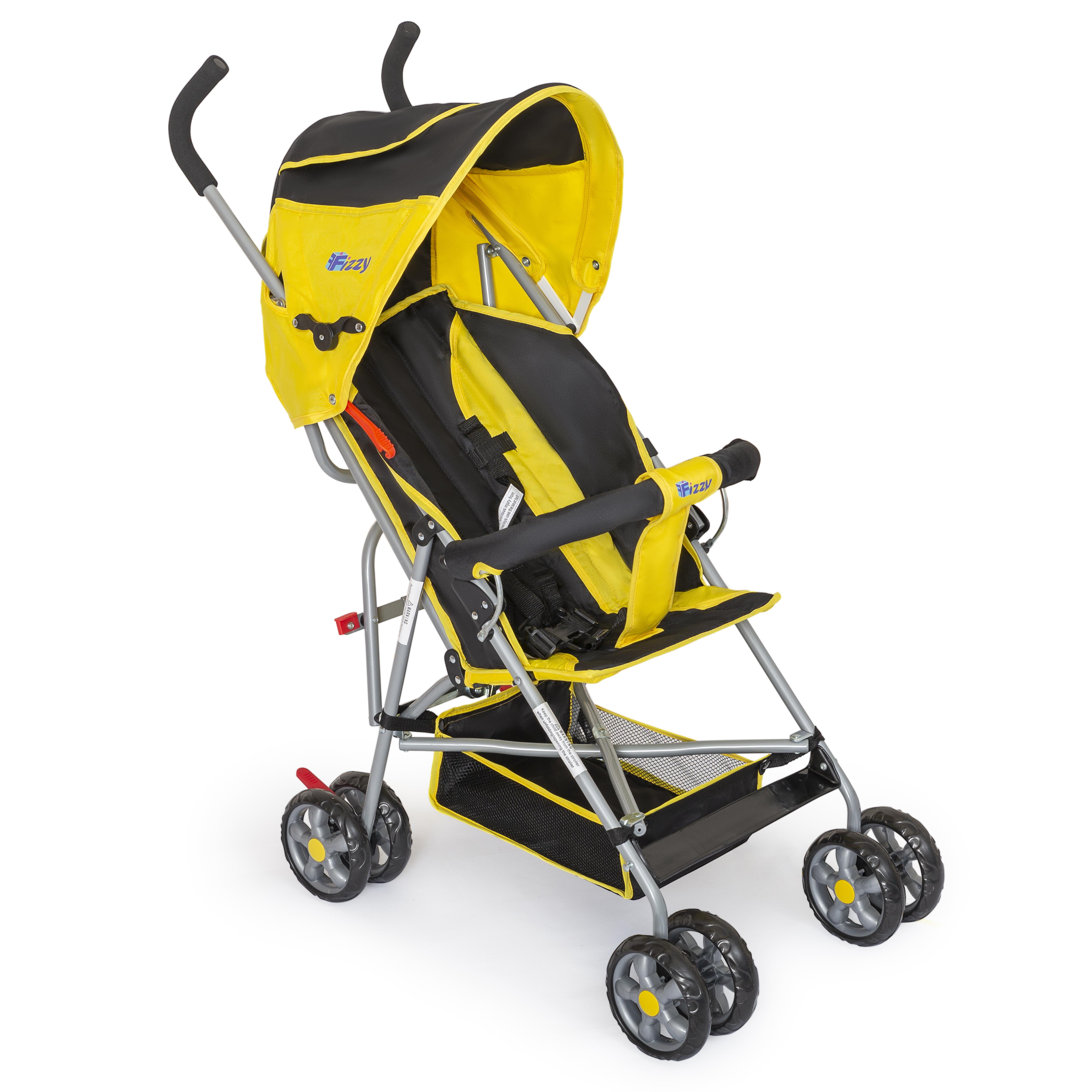 black and yellow stroller
