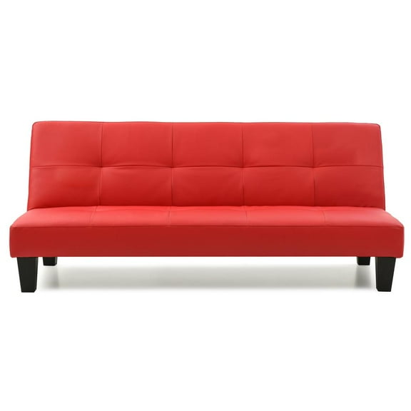 Alan 67 in. W Armless Faux Leather Straight Sofa in Red