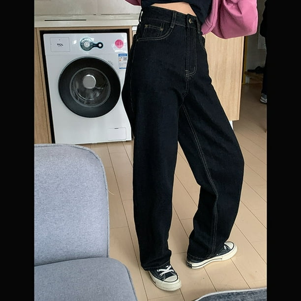 Jeans For Women High Waist Leisure Denim Trousers Wide Leg Denim Clothing  Black Vintage Fashion Korea Loose Straight Pants - AliExpress
