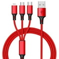 thumbnail image 1 of Data Cable 3 in 1  Anti-winding Stable Output Widely Compatible Fast Charging Nylon Braided Type-C Micro USB 8Pin Mobile Phone Charger Wire for Android for, 1 of 7