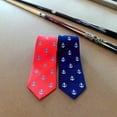 thumbnail image 3 of SummerTies Anchor Necktie - Light Blue on Coral, Printed Silk, Extra Long, 3 of 3
