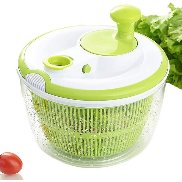 Secador de lechuga y lavadora de vegetales manual sin BPA para ensalada grande con diseño de secado rápido, drenaje de lechuga y vegetales con facilidad, incluido Clear P