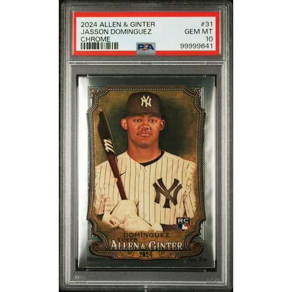 Graded 2024 Topps Allen  Ginter Jasson Dominguez #31 Chrome Rookie RC Baseball Card PSA 10 Gem Mint