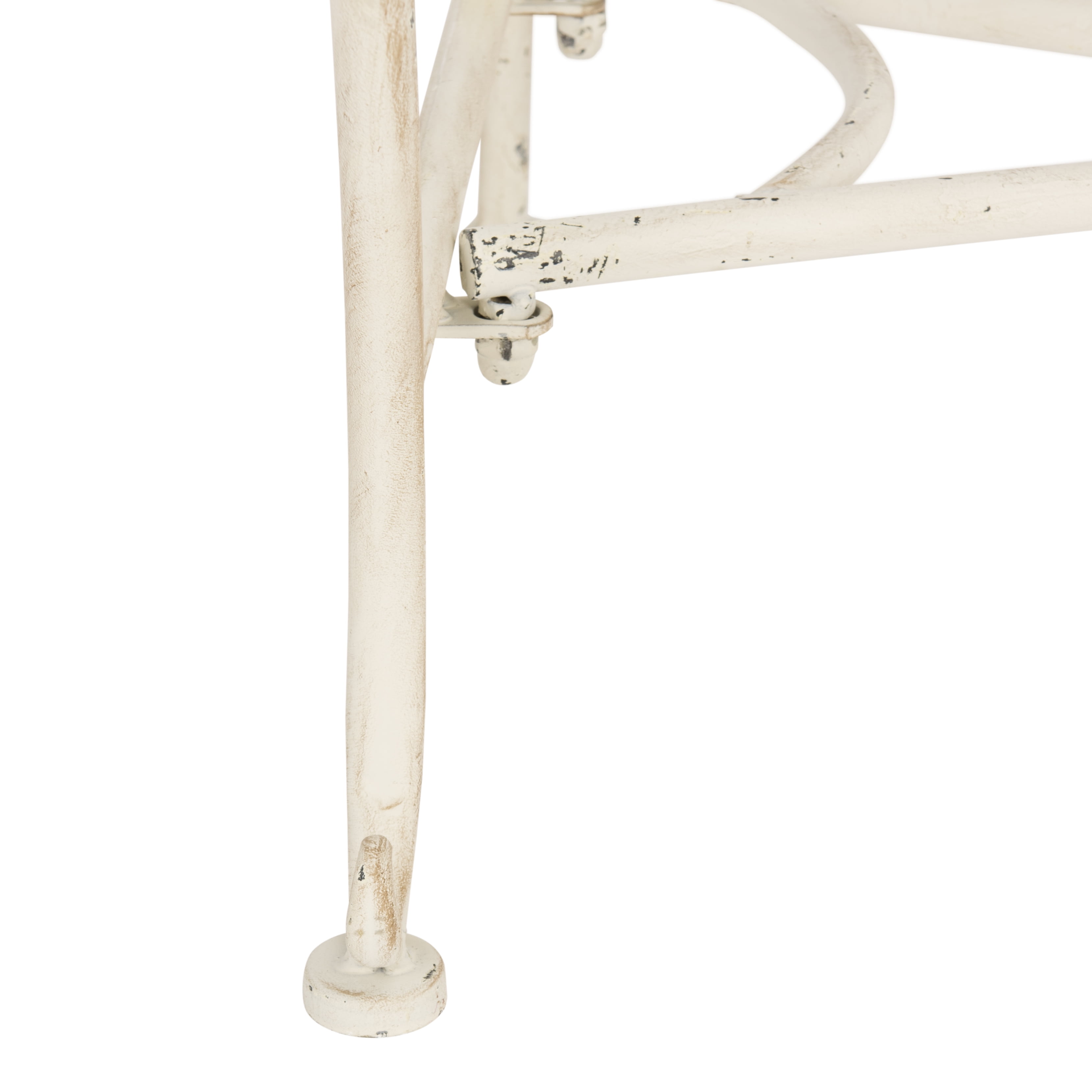 SAFAVIEH Abner Outdoor Patio Wrought Iron Garden Bench, Antique White