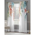 thumbnail image 3 of Watercolor Ocean Coral Starfish Chiffon Sheer Curtains 84 Inches Long, Underwater Marine Life Seaweed 2 Rod Pocket Window Treatment Voile Drapes Curtains for Living Room Bedroom,2 Panels, 52x84In, 3 of 9