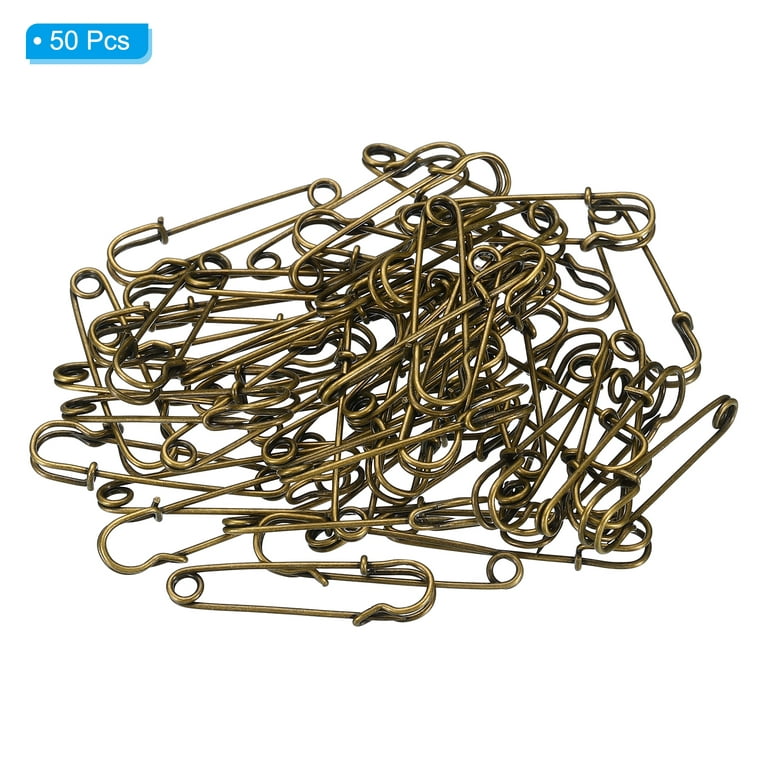 Uxcell Safety Pins 1.5 inch Large Metal Sewing Pins Bronze Tone 50pcs