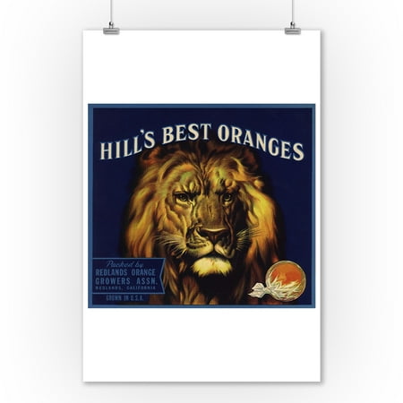 Hill's Best Brand - Redlands, California - Citrus Crate Label (9x12 Art Print, Wall Decor Travel (Best Way To Attach Crates To Wall)