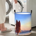 thumbnail image 6 of Saiise Bluey Print Laundry Basket Circular Laundry Hamper with Handles Waterproof Dirty Clothes Storage Basket for Bedroom Bathroom Dorm Living Room-Small, 6 of 7
