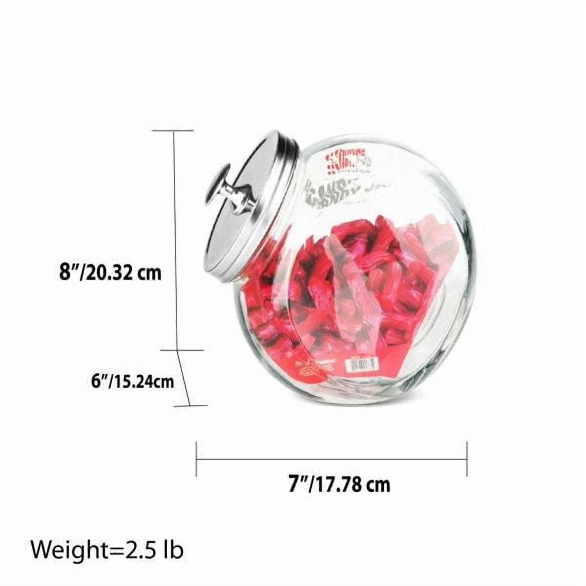 Grand 91 oz. Bocal à bonbons rond en verre avec dessus en acier inoxydable, transparent