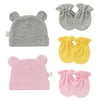 Baby Gloves Protective Soft 3 Pairs No Scratch Newborn Mittens with 2PCS Beanie