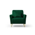 thumbnail image 3 of Velvet Accent Chair with Ottoman,Modern Button Tufted Club Chair with Roll Armrest and Wooden Legs, Wingback Armchair Single Sofa Chair for Living Room Bedroom Office Studio, Green, 3 of 6