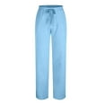thumbnail image 3 of Inleife Mens Pants Plus Size Men's Fallow Drawstring Elastic Waist Wide Leg Straight Pants with Pockets Light Blue M, 3 of 5