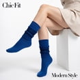thumbnail image 4 of Women’s Cotton Slouch Socks 3 Pairs, Knee High Scrunch Boot Socks, Extra Long All Season Comfort, Made in USA (3 Pairs Parliament), 4 of 13