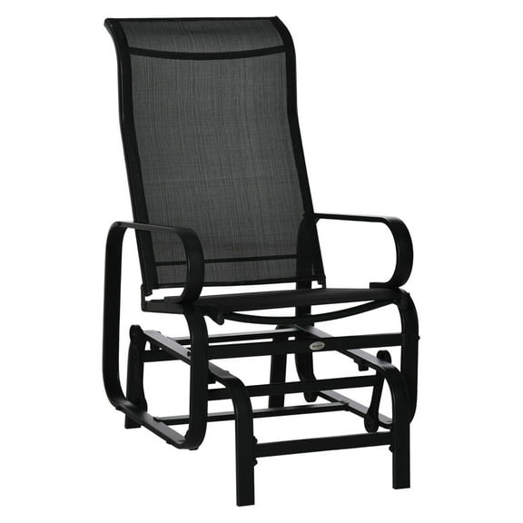 Outdoor Glider Rocker Chair - Black Patio Glider with Smooth Rocking Arms - Lightweight, Weather-Resistant Seating for Backyard, Porch, Deck