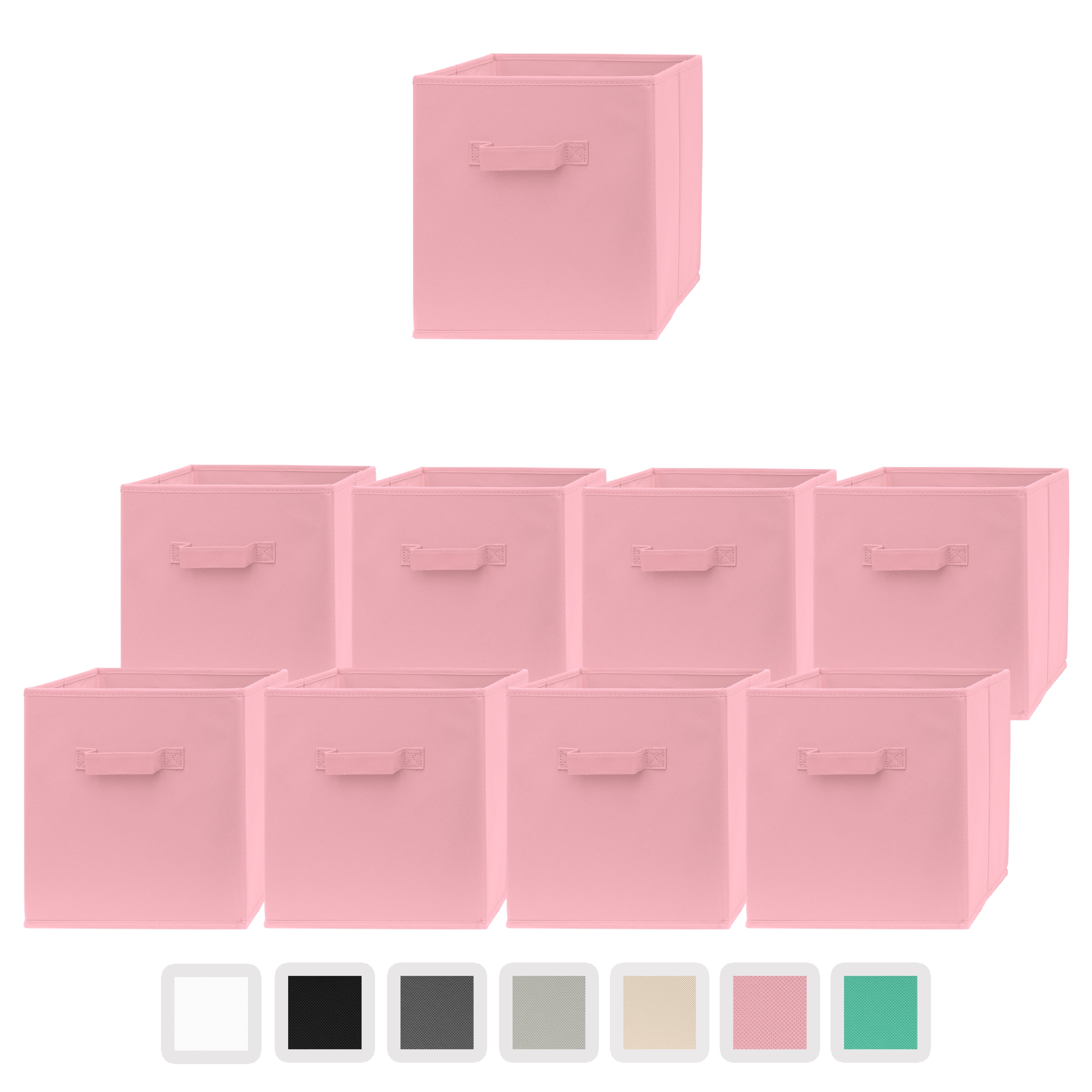 Pomatree 11 Inch Cube Storage Bin Pack – Fabric Cube Organizer Bins  (Beige)