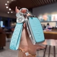 thumbnail image 2 of Key Fob Cover Compatible with Fit for Toyota Avalon Camry Corolla RAV4 Sequoia Highlander Bling Rhinestone Blue Leather Car Key Case Protection Shell with Keychain Case Holder Protector, 2 of 7