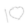 thumbnail image 3 of JewelStop Sterling Silver Rhodium Plated Heart Bamboo Hoop Earrings with Polished Finish and Hinged Closure - 35mm(L) x 40mm (W), 3 of 4