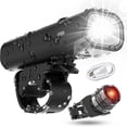 thumbnail image 1 of Juego de luces para bicicleta (delantera y trasera), luces LED para bicicleta, 2 modos de iluminación, recargables por USB, resistentes al agua, 400 lúmenes, 1 of 5