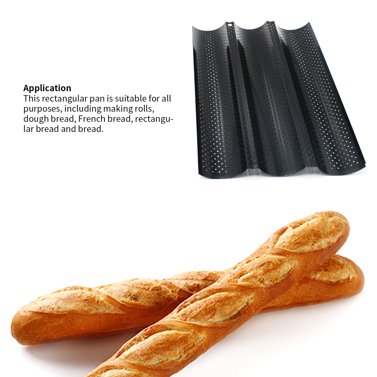 Non-stick Perforation Three Slots Black Bread Wave Baking Tray