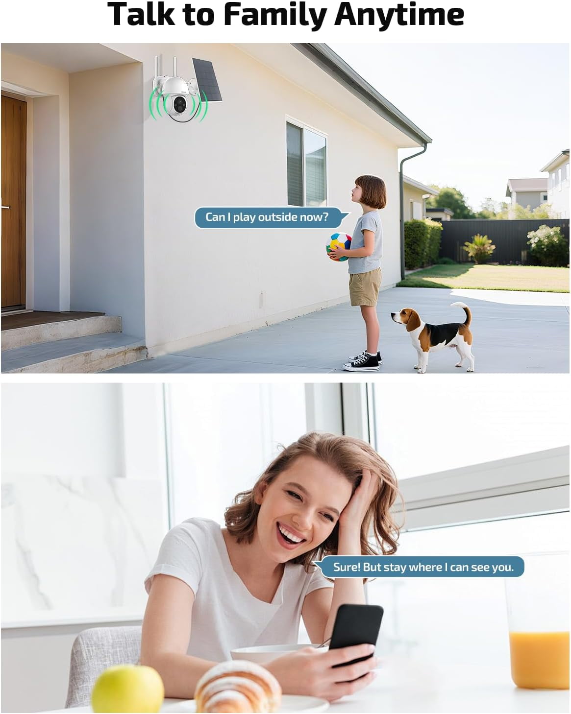 OHWOAI 4MP Solar PTZ Security Camera System, 4 Cameras with 10CH NVR, 360° View, Color Night Vision