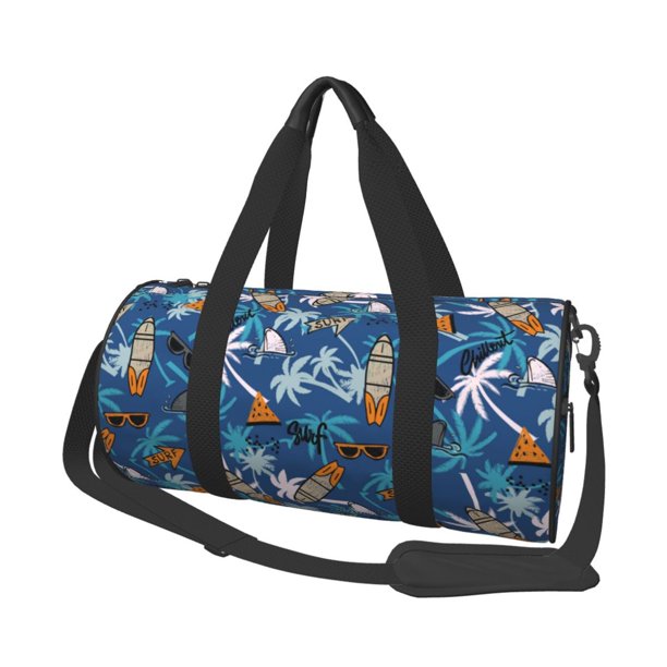 Fotbe Hawaiian Style Bolsa Deportiva de Lona Plegable con Estampado, Bolsa de Gimnasio con Bolsillo Seco/Húmedo, Bolsa de Viaje Ultraligera de Gran Capacidad