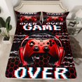 thumbnail image 2 of Manfei Game Console Twin Sheet Sets,Gamepad Gamer Twin Fitted Sheet,Red Black Hexagon Flat Sheet For Kids,Super Cozy Room Decor,3pcs, 2 of 7