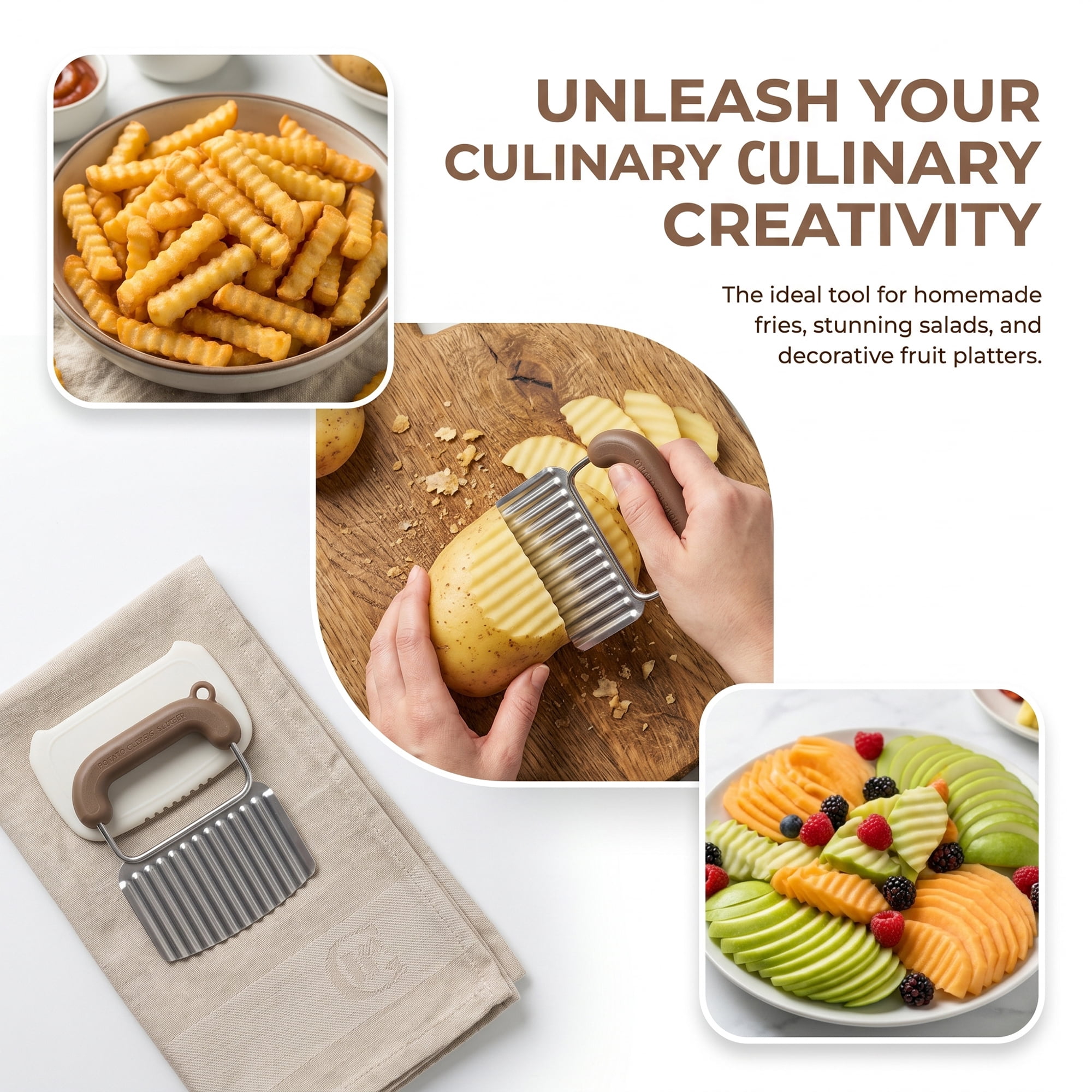 Unique Bargains Effective Mandoline Cutter Perfect for Tomato & Potato Brown 5.4"x4.3"