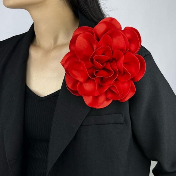 Satin Fabric Lapel Pin Wedding Jewelry Skirt Shirt Decor Pin Large Flower Brooch