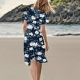 thumbnail image 4 of WTOBBY Women's Summer Casual Fashion Flower Print V-Neck Short Sleeve Short Skirt Dress for Daily Wear Outdoor Activities and Trendy Outfits with Pocket Design,Navy XL, 4 of 4
